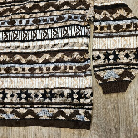 Vtg JJ Browne Cowl Neck Sweater Womens XL Brown Aztec Southwestern Boho Western - Picture 4 of 10